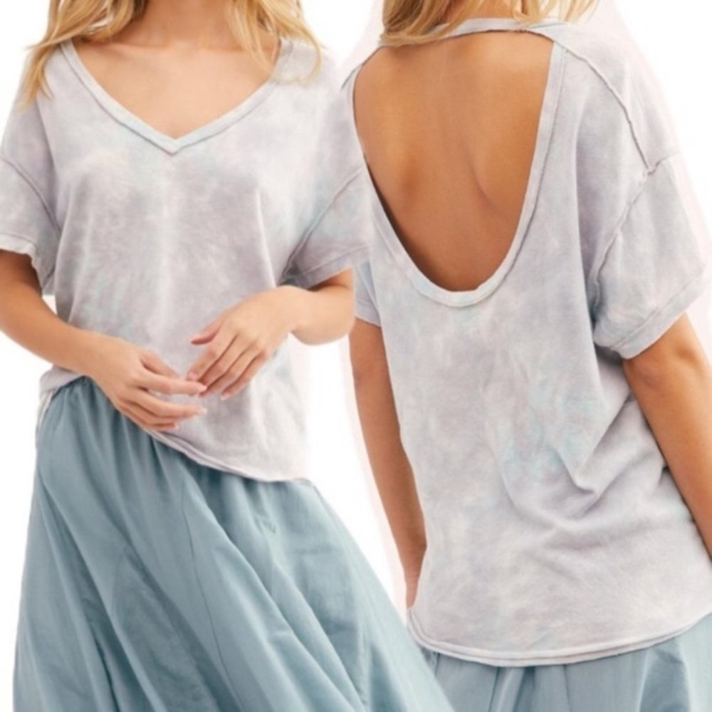 Free People | All Mine Grey Storm Tye Dye Tee | Sz M